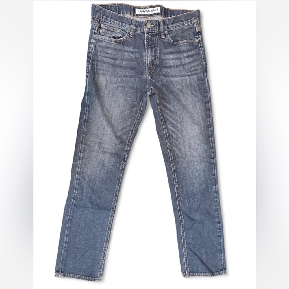 Express Men’s Slim Fit Straight Leg blue denim jeans Size 32/32
